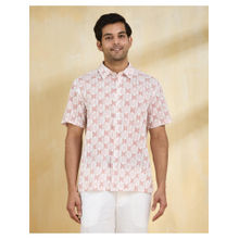 Fabindia White Cotton Hand Block Printed Shirt