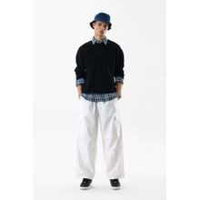 Snitch White Solid Relaxed Casual Cargo Pants for Men