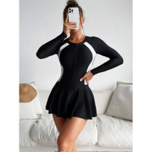 Addery Long Sleeve Black And White Athletic Swimsuit