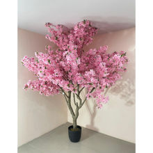 ARICK DECOR Artificial Pink Blossom Flowers Plant Trees with Pot (8.2 Feet)
