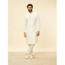 Twamev Cream Blended Viscose Solid Kurta and Pyjama for Men (Set of 2)