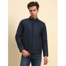 Cantabil Men Blue Polycotton High Neck Winter Jacket