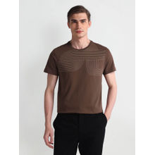 Arrow Sports Brown Half Sleeve Print T-Shirt