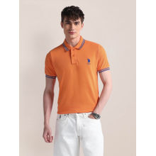 U.S. POLO ASSN. Orange Slim Fit Pure Cotton Polo T-Shirt
