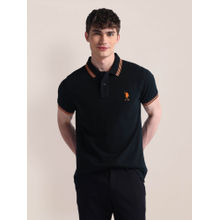 U.S. POLO ASSN. Black Solid Pure Cotton Polo T-Shirt
