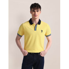 U.S. POLO ASSN. Yellow Solid Pure Cotton Polo T-Shirt