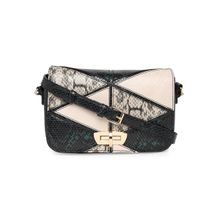 Accessorize London Womens Faux Leather Black & White Patchwork Snake Sling Bag
