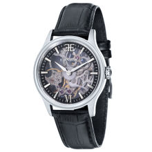 Earnshaw Bauer Shadow Skeleton Mechanical 17 Jewels Black Round Dial Mens Watch- ES-8061-01 (M)