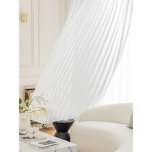 Urban Space Sheer Curtain for Window with Eyelets & Tieback-White Stripes (Set of 2)