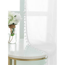 Urban Space Sheer Curtain for Window Eyelets & Tieback-White with Pom Pom (Set of 2)