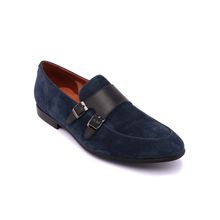 Heel & Buckle London Navy Blue Solid Monk Casual Shoes