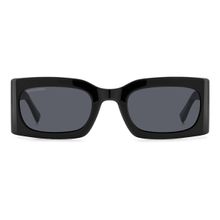 Dsquared2 Womens Grey Lens Black Rectangular Sunglasses with 100% UV Protection (52)