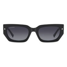 Dsquared2 Womens Dark Grey Lens Black Rectangular Sunglasses with 100% UV Protection (53)