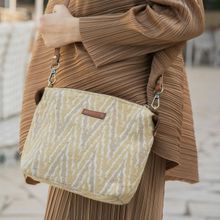 Maisha Buttercream Ikkat Pouch Cum Sling Bag
