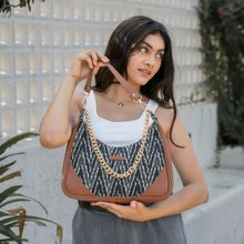 Maisha Blackberry Ikkat Hobo Baguette Bag