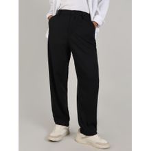 Campus Sutra Men's Onyx Black Tailored Heathered Trouser