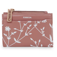 ESBEDA Peach Color Floral Printed Bifold Wallet For Women