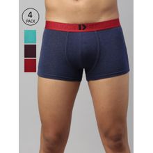 Dixcy Scott Mens Cotton Spandex With Anti Microbial Finish Trunk - Multicolor (Pack of 4)