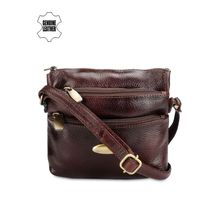 Teakwood Unisex Brown Solid Leather Sling Bag