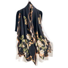 CrossKulture Women Black Floral Satin Scarf