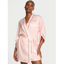 Victoria's Secret Pink Backstage Satin Sparkle Short Robe with Belt