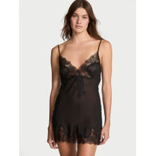 Victoria's Secret Black Very Sexy Rose Lace and Chiffon Mini Slip Dress