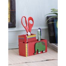 VarEesha Red Wood Double Sided Desk Organizer Pen Stand
