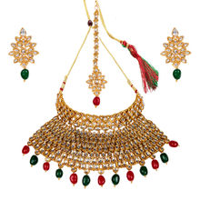 Anika's Creations Traditional Bridal Gold-plated Kundan Multicolour Choker Necklace Set