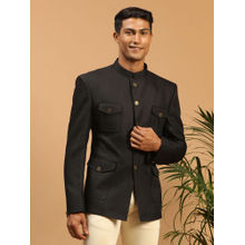 Vastramay Men's Black Silk Blend Jodhpuri