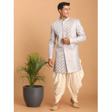 Vastramay Men's Lavender Silk Blend Sherwani and Dhoti (Set of 2)