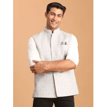 Vastramay Men's Grey Silk Blend Nehru Jacket
