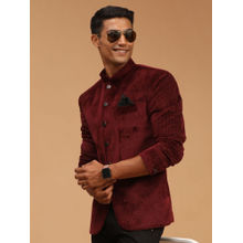 Vastramay Men's Maroon Velvet Jodhpuri