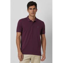 Van Heusen Men Wine Solid Polo Neck T-shirt