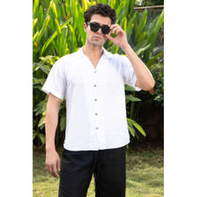 roar for good White Hemp Cuban Collar Shirt Classic Breathable and Summer-Ready