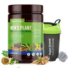 Vegan Greens Clean Men's Plant Protein with Herbs (Chocolate Caramel) + Shaker