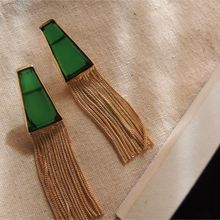 Johori Western Green Transparent Chain Earring