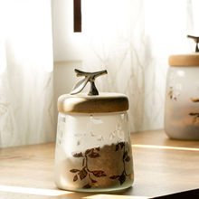 Ellementry Twigy Frosted Glass Jar With Wooden Lid (Tall)