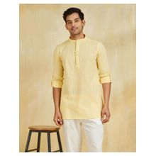 Fabindia Yellow Cotton Slim Fit Short Kurta