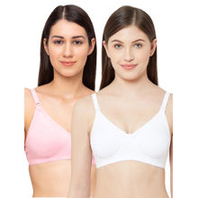 Juliet Womens Non Padded Non Wired Feeding Bra Combo Mold Feed White Pink