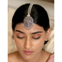 Teejh by Joker and Witch Adeela Silver Oxidised Maang Tika for Women