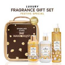 Nykaa Wanderlust Sparkling Stars Free Gold Pouch Gift Set for Women - Shower Gel, Lotion, Mist