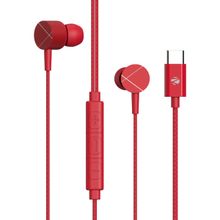 Zebronics Zeb-buds C2 In Ear Type C Wired Earphones With Mic, Braided 1.2 Metre Cable (red)