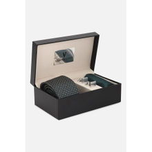 Van Heusen Men Green Tie Pocket Square and Cufflink