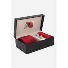 Van Heusen Men Maroon Tie Pocket Square and Cufflink