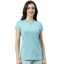 Enamor Essentials Womens E047-Short Sleeve Crew Neck Slim Fit Stretch Cotton Tee-Bali - Green