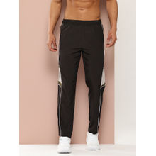 TURNFIT Black Slim Fit Trackpant with Contrast Patch Detail