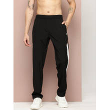 TURNFIT Black Men Straight Fit Trackpant with Contrast Side Panel