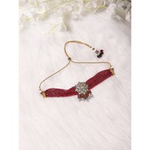 Ritu Singh Maroon and Silver Tone Kundan Choker