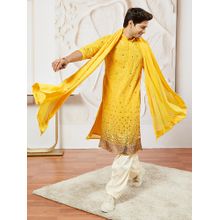 Vastramay Men Georgette Embellished Kurta with Salwar and Dupatta (Set of 3)