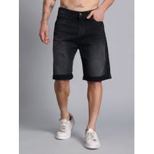 VUDU Washed Black Rolled-Hem Denim Shorts